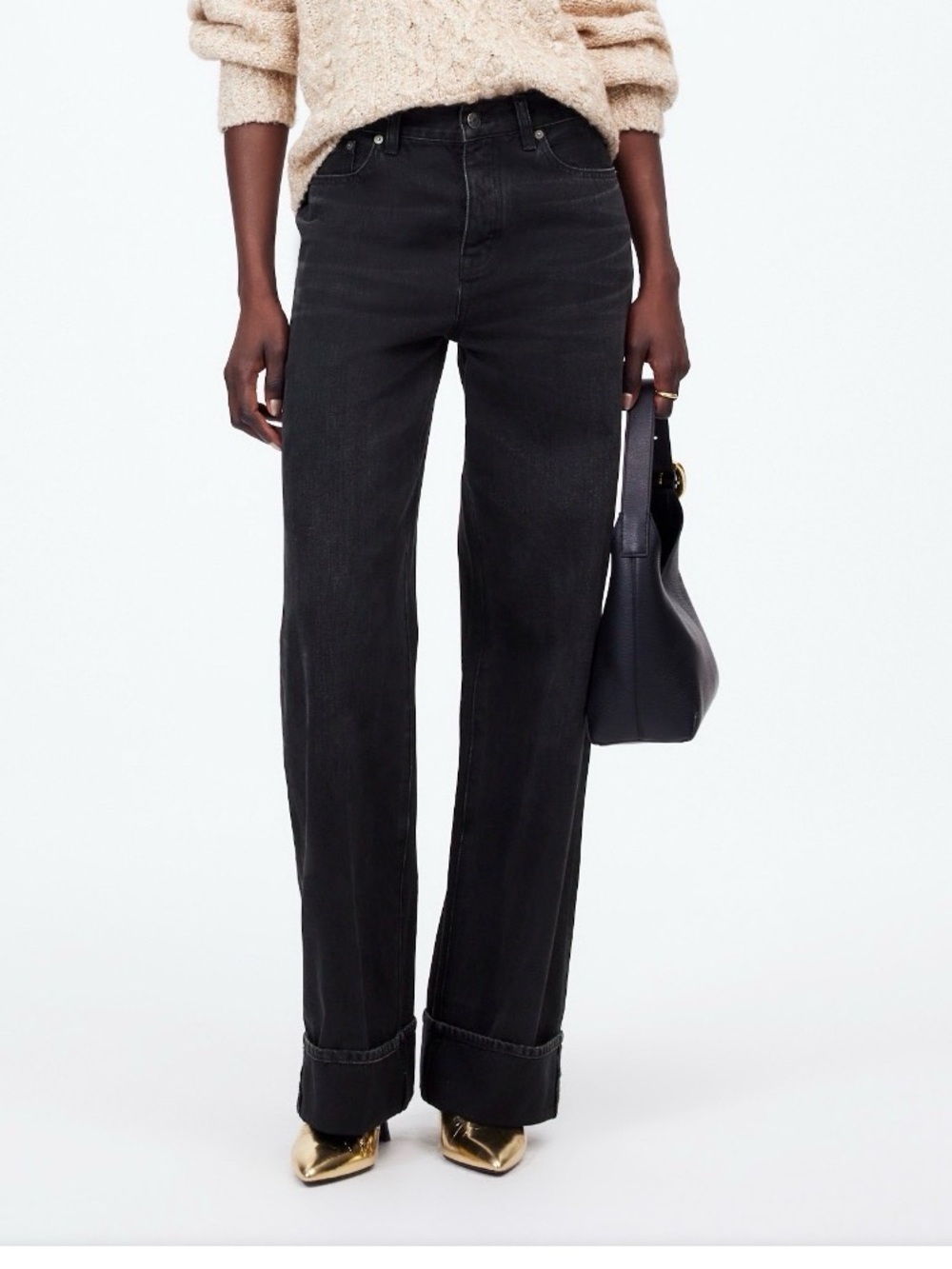 Madewell Black Low Slung Cuffed Jeans